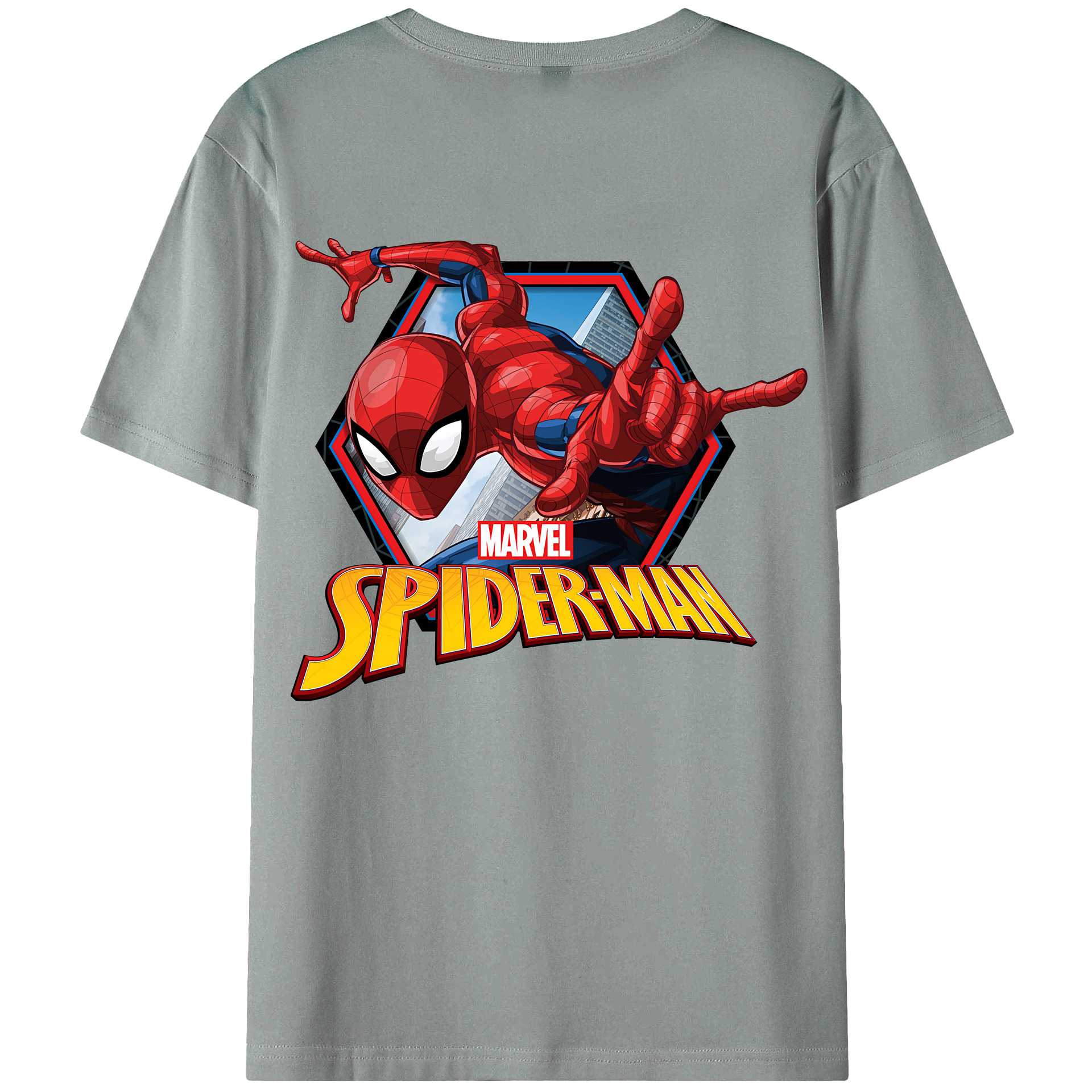 （画像用） Spider Man スパイダーマン 綿100％ メンズ半袖Tシャツ（バックプリント） 通気性